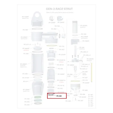 Where PC-342 sits in the ORI GEN-3 Race Strut - exploded diagram with the part highlighted