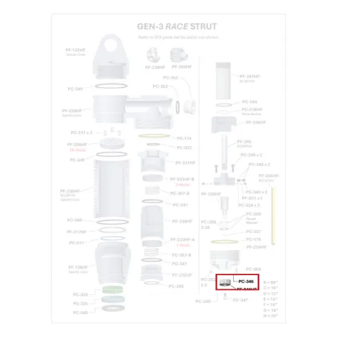 Where PC-346 sits in the ORI GEN-3 Race Strut - exploded diagram with the part highlighted