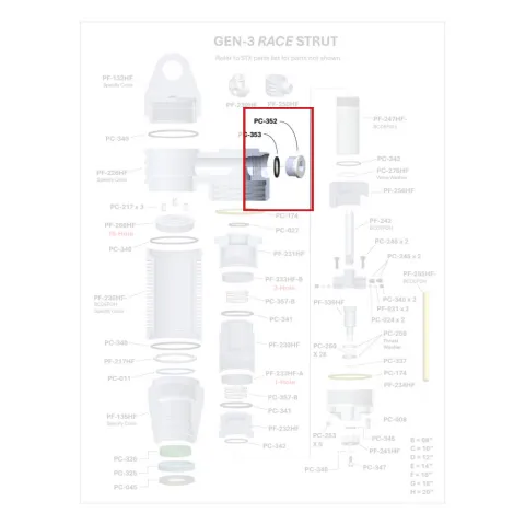 Where PC-352 sits in the ORI GEN-3 Race Strut - exploded diagram with the part highlighted