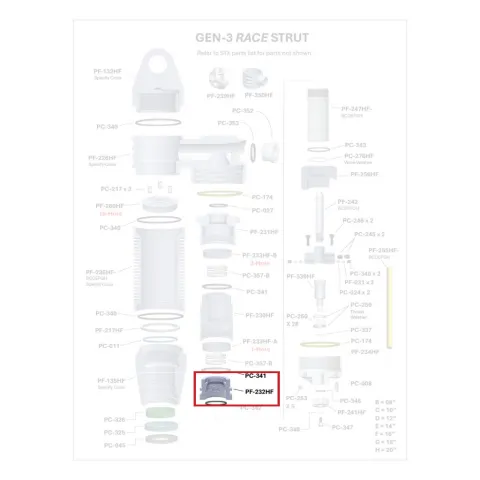 Where PF-232HF sits in the ORI GEN-3 Race Strut - exploded diagram with the part highlighted