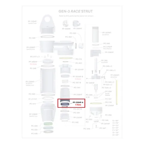 Where PF-233HF-A sits in the ORI GEN-3 Race Strut - exploded diagram with the part highlighted