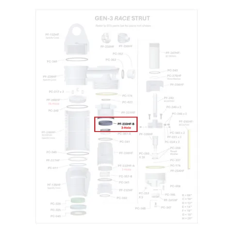 Where PF-233HF-B sits in the ORI GEN-3 Race Strut - exploded diagram with the part highlighted