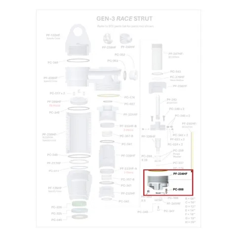 Where PF-234HF sits in the ORI GEN-3 Race Strut - exploded diagram with the part highlighted