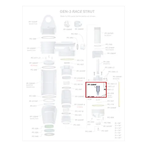Where PF-339HF sits in the ORI GEN-3 Race Strut - exploded diagram with the part highlighted