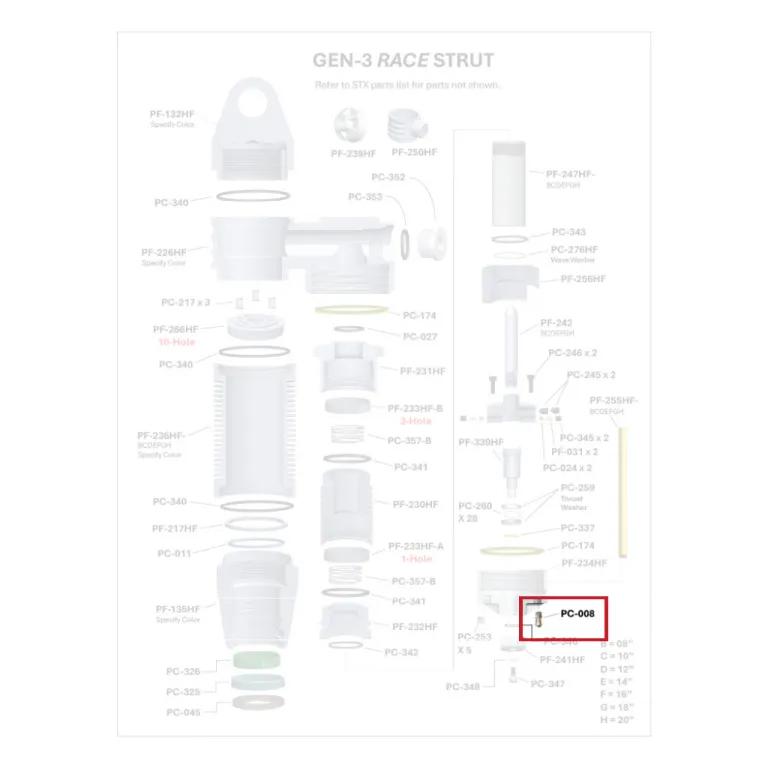 Where PC-008 sits in the ORI GEN-3 Race Strut - exploded diagram with the part highlighted