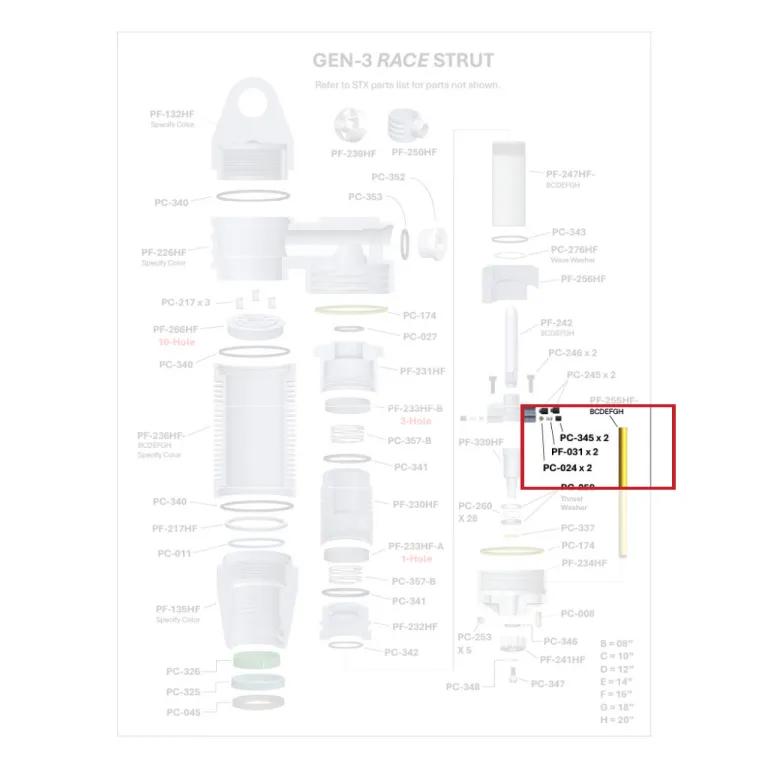 Where PC-024 sits in the ORI GEN-3 Race Strut - exploded diagram with the part highlighted