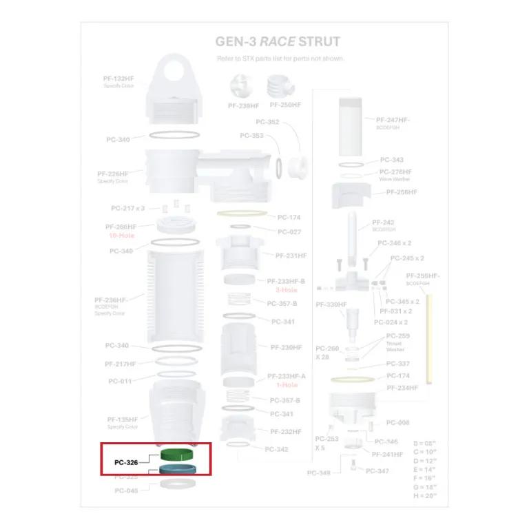 Where PC-326 sits in the ORI GEN-3 Race Strut - exploded diagram with the part highlighted