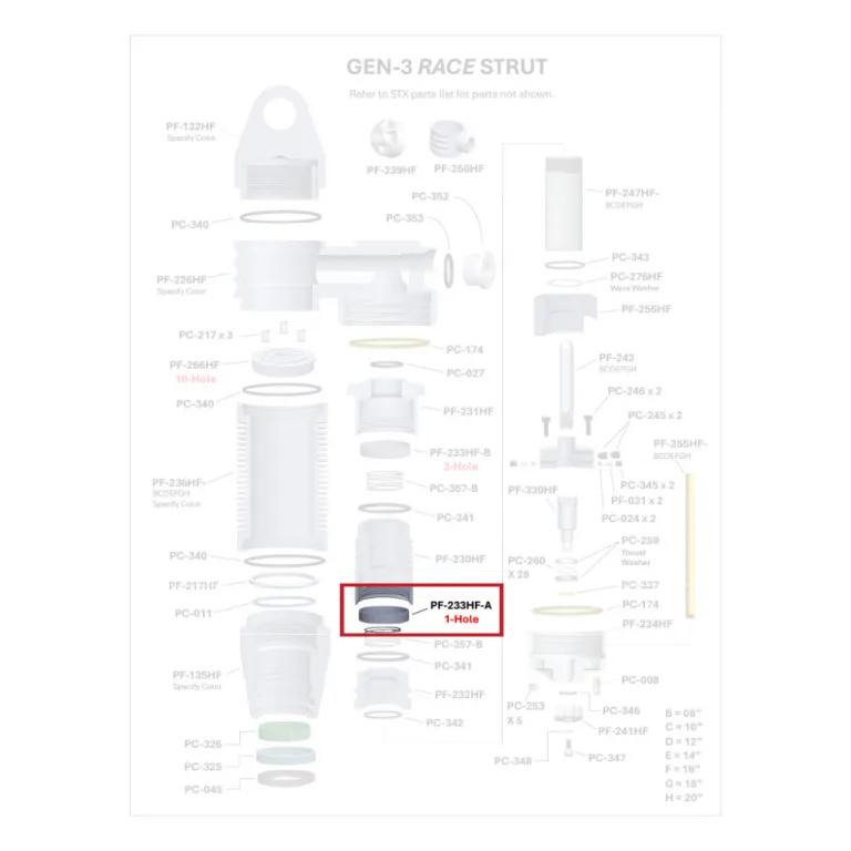 Where PF-233HF-A sits in the ORI GEN-3 Race Strut - exploded diagram with the part highlighted