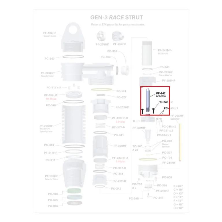 Where PF-242 sits in the ORI GEN-3 Race Strut - exploded diagram with the part highlighted