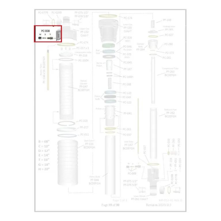 Where PC-008 sits in the ORI STX Strut - exploded diagram with the part highlighted
