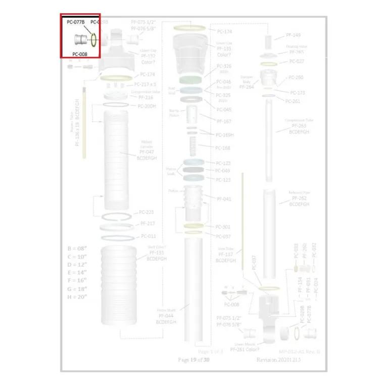 Where PC-077B sits in the ORI STX Strut - exploded diagram with the part highlighted