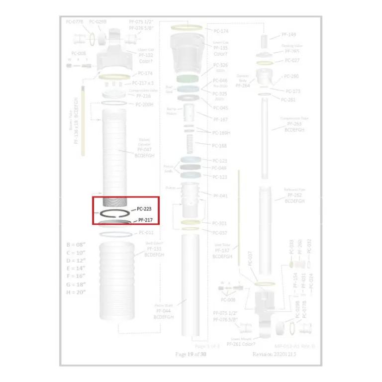 Where PC-223 sits in the ORI STX Strut - exploded diagram with the part highlighted
