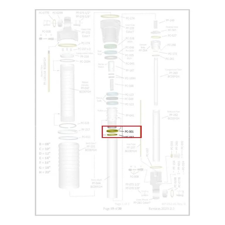 Where PC-301 sits in the ORI STX Strut - exploded diagram with the part highlighted