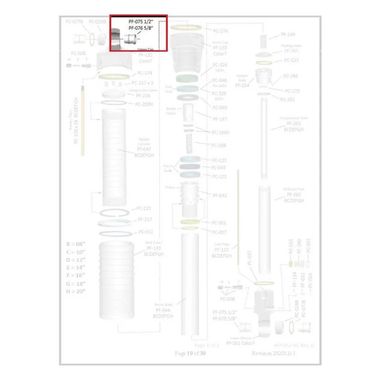 Where PF-075 sits in the ORI STX Strut - exploded diagram with the part highlighted