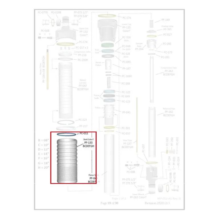 Where PF-133 sits in the ORI STX Strut - exploded diagram with the part highlighted