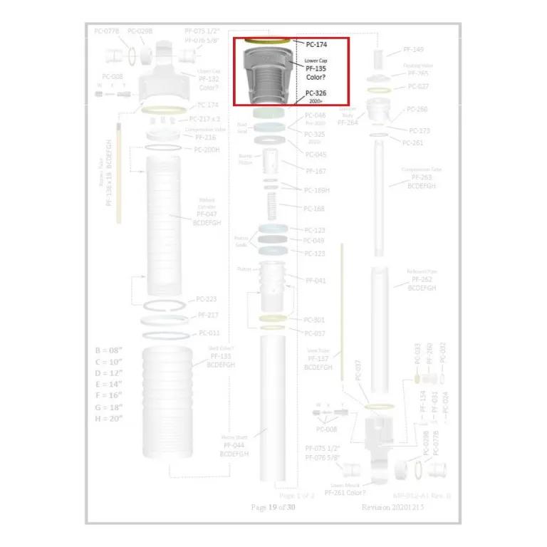 Where PF-135 sits in the ORI STX Strut - exploded diagram with the part highlighted