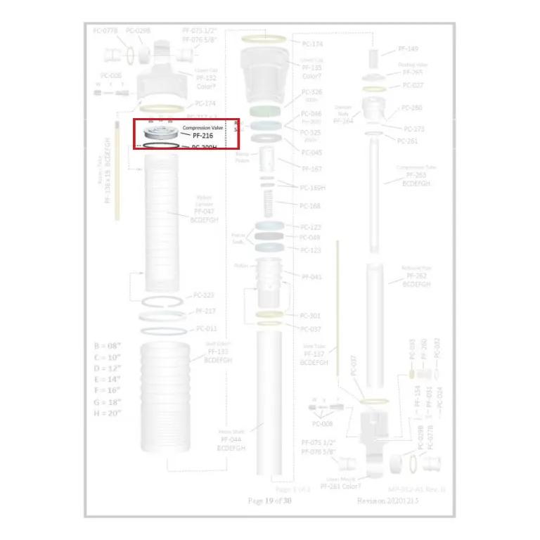 Where PF-216 sits in the ORI STX Strut - exploded diagram with the part highlighted