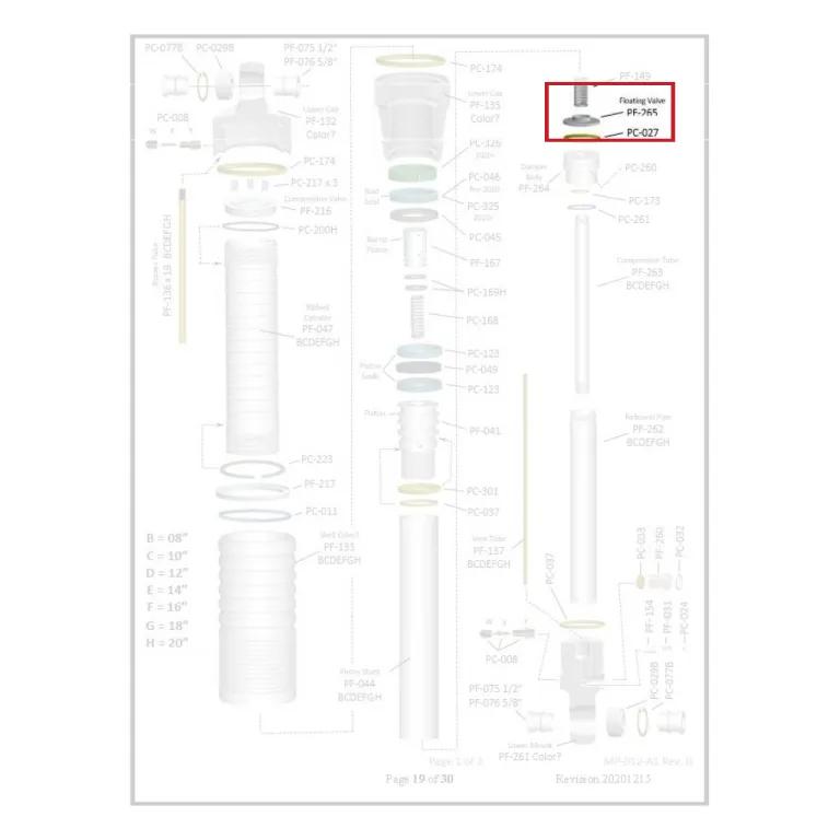 Where PF-265 sits in the ORI STX Strut - exploded diagram with the part highlighted